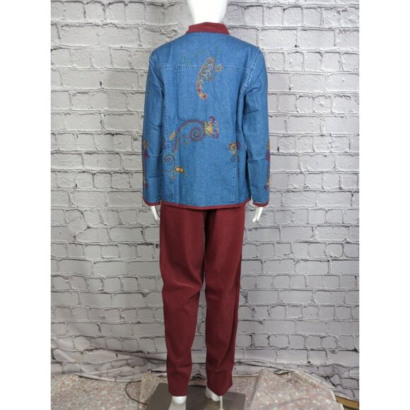 Vintage Denim & Co Women Small 2 pc set slacks and Embroidered Jean Jacket New - Picture 3 of 15